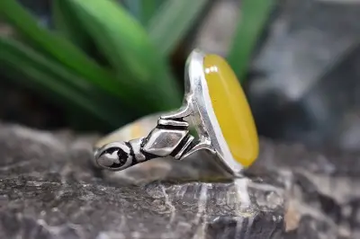 انگشتر نقره با نگین عقیق شرف شمس