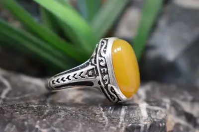 انگشتر نقره با نگین عقیق شرف شمس