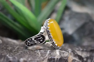 انگشتر نقره با نگین شرف شمس