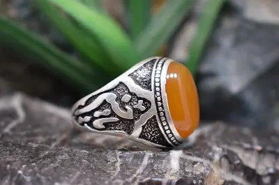 انگشتر نقره با نگین شرف شمس