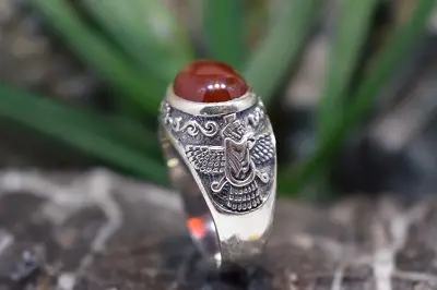 انگشتر نقره مردانه با نگین عقیق