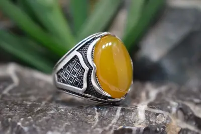 انگشتر نقره مردانه با نگین شرف شمس