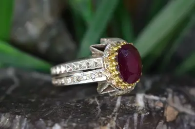 انگشتر نقره مردانه با نگین یاقوت سرخ