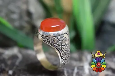 انگشتر نقره مردانه با نگین عقیق یمن