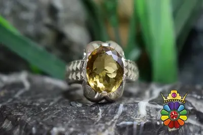 انگشتر نقره دست ساز مردانه با نگین کوارتز عسلی