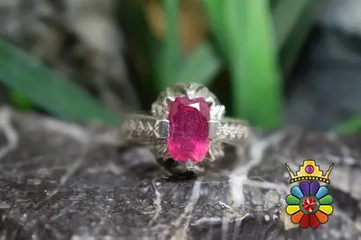 انگشتر نقره دست ساز مردانه با نگین یاقوت سرخ