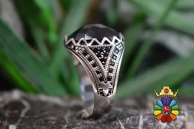 انگشتر نقره مردانه با نگین  اونیکس