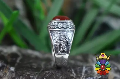 انگشتر نقره مردانه با نگین عقیق قرمز