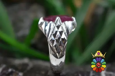 انگشتر نقره مردانه با نگین یاقوت قرمز