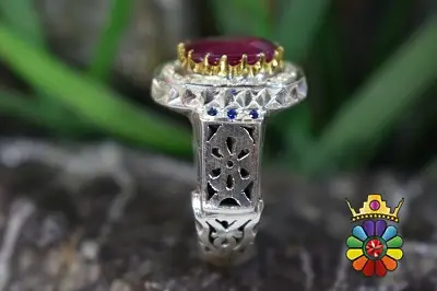 انگشتر نقره مردانه با نگین یاقوت سرخ