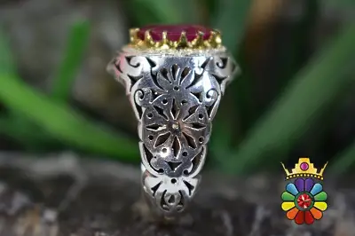 انگشتر نقره مردانه با نگین یاقوت سرخ