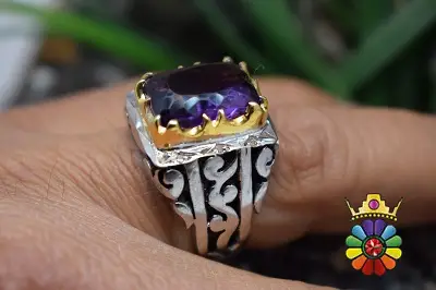 انگشتر دست ساز نقره با نگین امتیست