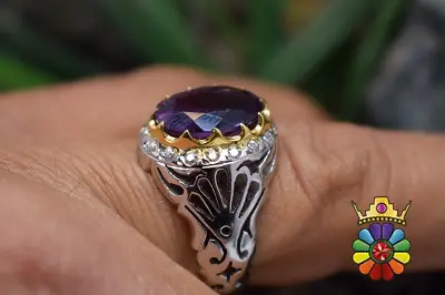 انگشتر دست ساز نقره با نگین امتیست