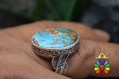 انگشتر نقره مردانه با نگین فیروزه نیشابور