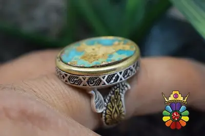 انگشتر نقره مردانه با نگین فیروزه نیشابور