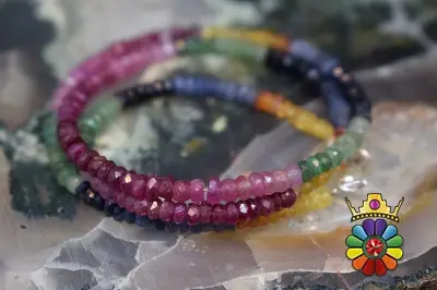 رشته سنگ یاقوت و زمرد سایز 3