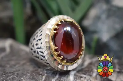 انگشتر نقره مردانه دستساز با نگین گارنت