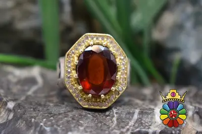 انگشتر نقره مردانه دستساز با نگین گارنت