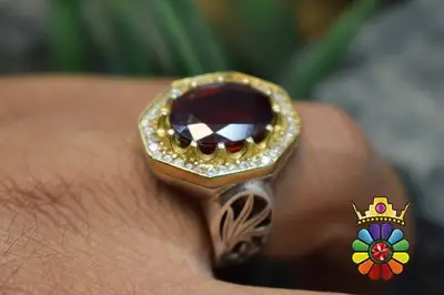 انگشتر نقره مردانه دستساز با نگین گارنت