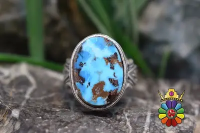 انگشتر نقره مردانه با نگین فیروزه نیشابور