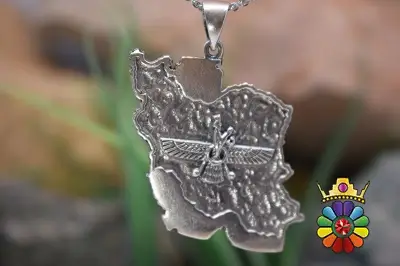 مدال گردن اویز نقره طرح نقشه ایران