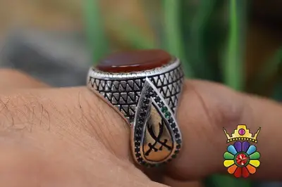 انگشتر اسپرت نقره با نگین عقیق قهوه ای