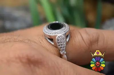 انگشتر نقره مردانه با نگین حدید